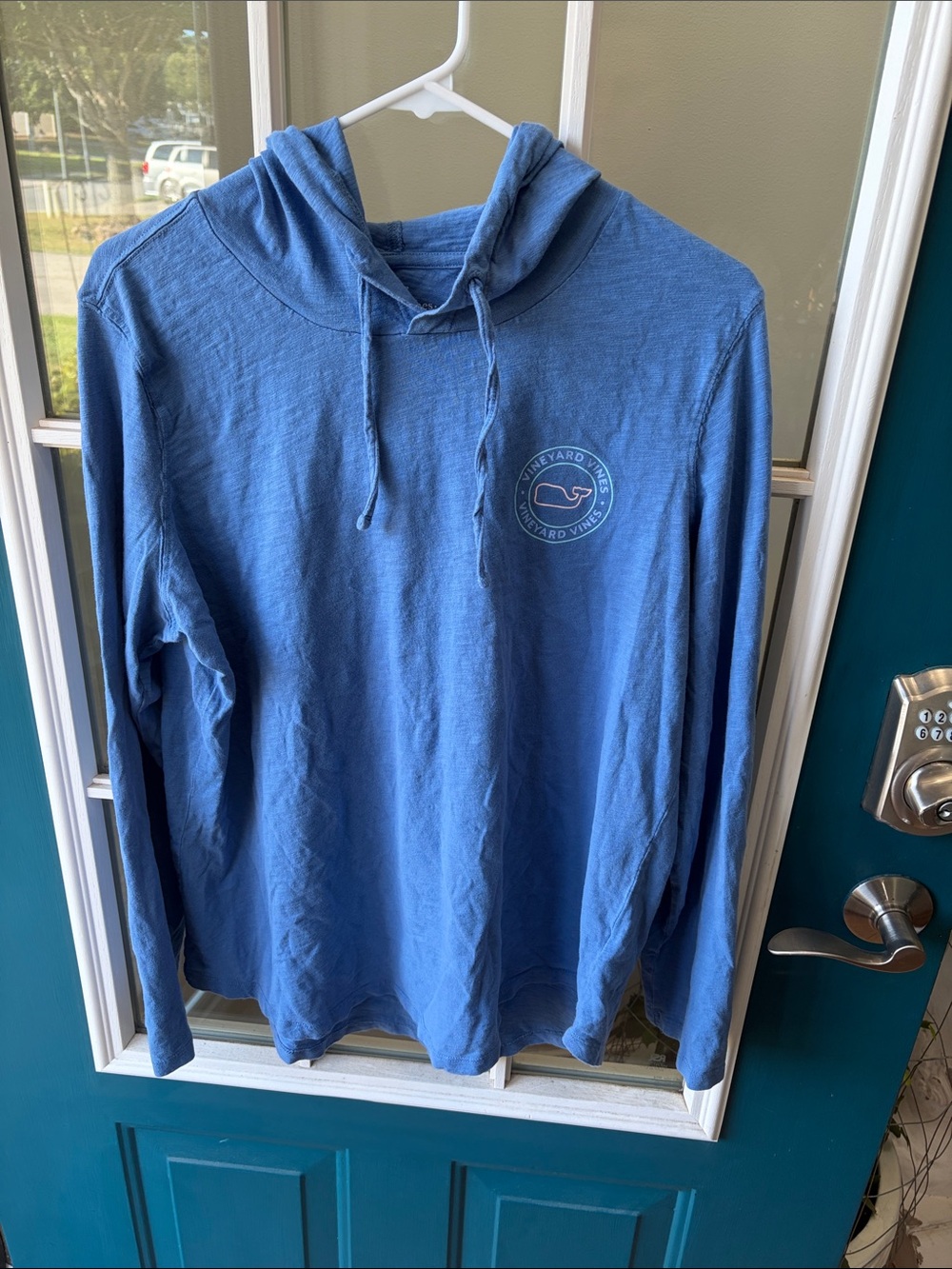 Vineyard Vines Blue Long-Sleeve Hooded Tee with Logo